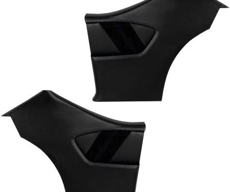 TMI Rear Molded Quarter Panels, Sport-R Pattern  1970-1972 Chevrolet Chevelle Coupe, Black Madrid Vinyl, Black Unisuede W/Black Stitch 11-82114-2295-99-BKS