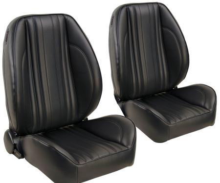 TMI Pro-Low Back Bucket Seats, OE Style Pattern  1969 Chevrolet Chevelle Coupe, Black Madrid Vinyl 47-8019-2295