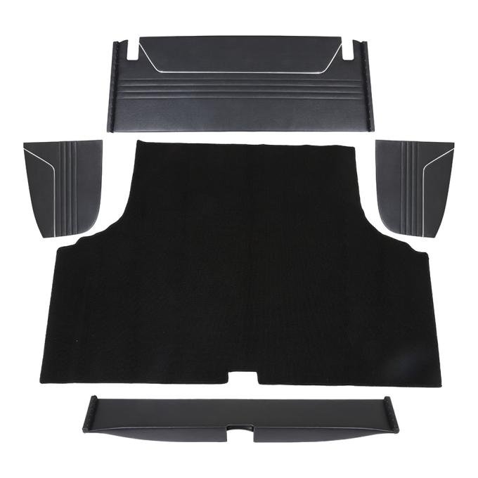 TMI 5 PC  Trunk Kit, Sport Pattern  1970-1972 Chevrolet Chevelle Coupe, Black Madrid Vinyl, Black Loop Carpet 34-T82115-2295-301