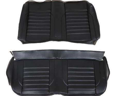 TMI Rear Seat Upholstery, Sport Universal Pattern  1970-1972 Chevrolet Chevelle Coupe, Black Madrid Vinyl W/Black Stitch 47-9041-2295-BKS