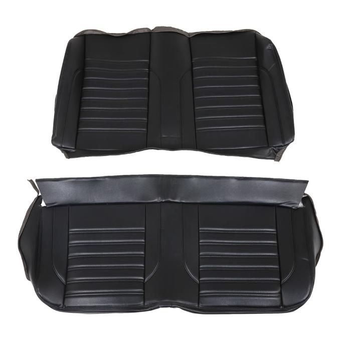 TMI Rear Seat Upholstery, Sport Universal Pattern  1970-1972 Chevrolet Chevelle Coupe, Black Madrid Vinyl W/Black Stitch 47-9041-2295-BKS