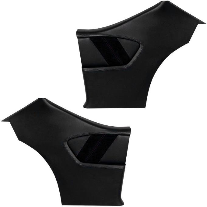 TMI Rear Molded Quarter Panels, Sport-R Pattern  1970-1972 Chevrolet Chevelle Coupe, Black Madrid Vinyl, Black Unisuede W/Black Stitch 11-82114-2295-99-BKS
