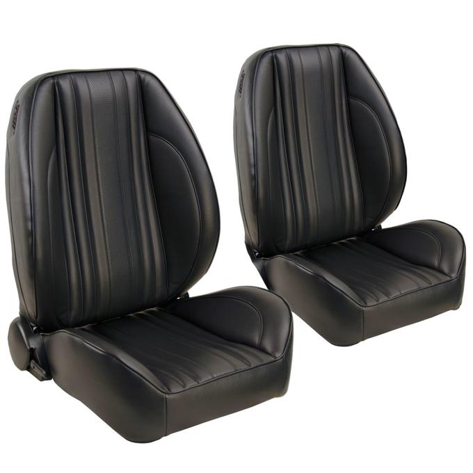 TMI Pro-Low Back Bucket Seats, OE Style Pattern  1969 Chevrolet Chevelle Coupe, Black Madrid Vinyl 47-8019-2295