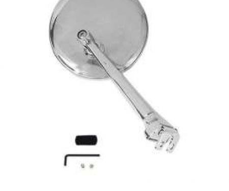 Universal Peep Mirror - Chrome Straight Arm - Right Or Left - 3 Diameter Stainless Steel Head