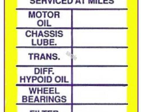 Chevelle And Malibu, Chevy Service Door Jamb Decal, 1964- 1983