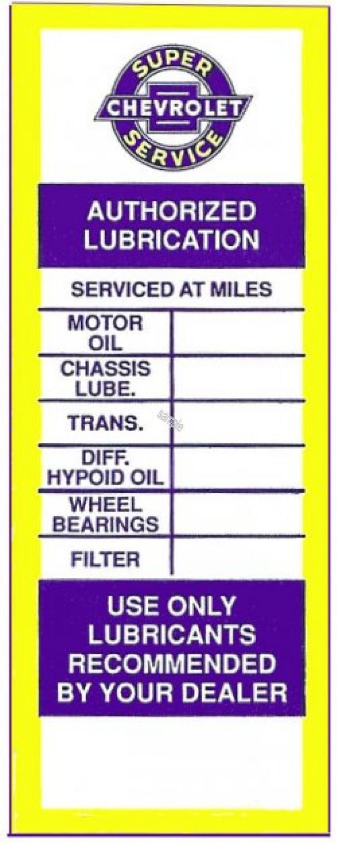 El Camino, Chevy Service Door Jamb Decal, 1959-1987