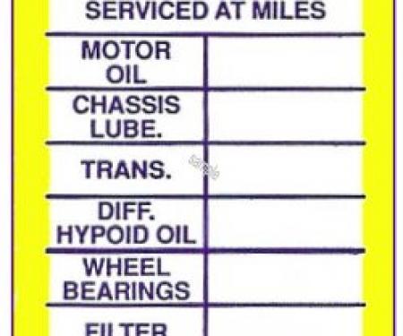 Chevelle And Malibu, Chevy Service Door Jamb Decal, 1964- 1983