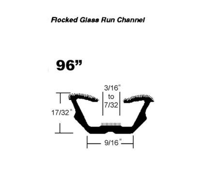 Metro Moulded Parts Flocked Window Channel. 96" Piece. Each WC 22-96