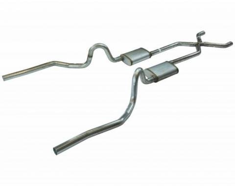 Pypes Crossmember Back w/X-Pipe Exhaust System 70-71 GTO/68-72 442 Dual Split Rear Valance Exit 2.5 in Intermediate And Tail Pipe Hardware Incl Muffler And Tip Not Incl Exhaust SGA12