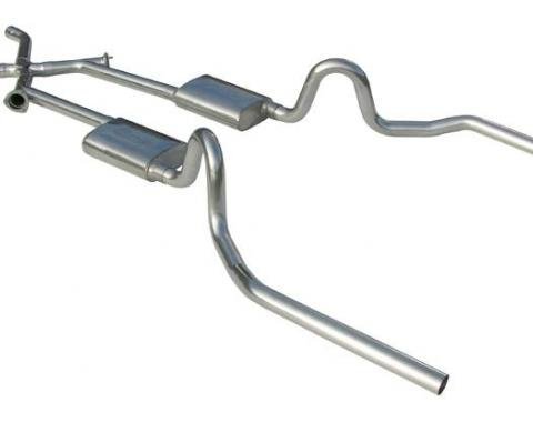 Pypes Crossmember Back w/Xchange Exhaust System 64-72 A-Body Split Rear Dual Exit 2.5 intermediate And Tail Pipe Hardware Incl Muffler And Tip Not Incl 409 Stainless Steel Exhaust SGA11