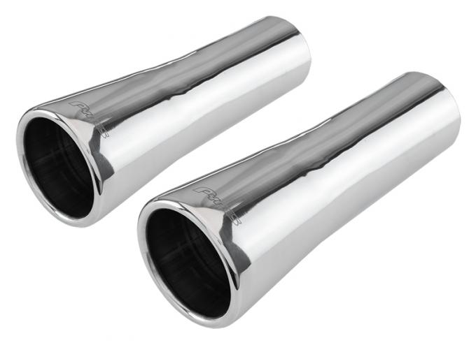 Pypes Exhaust Tail Pipe Tip Set 66-68 GTO 2.5 in To 3.5 in Slip Fit Trumpet Clamp On Hardware Not Incl Polished 304 Stainless Steel Pair Exhaust EVT40
