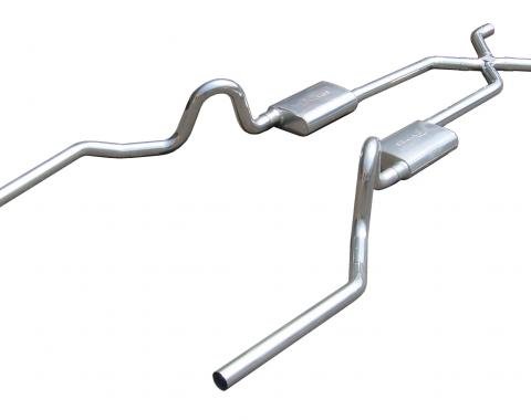 Pypes Crossmember Back w/X-Pipe Exhaust System 64-72 A-Body Split Rear Dual Exit 2.5 in Intermediate And Tail Pipe Race Pro Mufflers/Hardware Incl Tip Not Incl Exhaust SGA10SSR