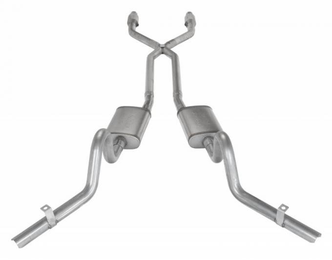 Pypes Crossmember Back w/X-Pipe Exhaust System 78-88 EL Camino Exc SS Split Rear Dual Exit 2.5 in Intermediate And Tail Pipe Muffler And Tip Not Incl Natural Finish 409 Stainless Steel Catalytic Converter Incl Exhaust SGG920E