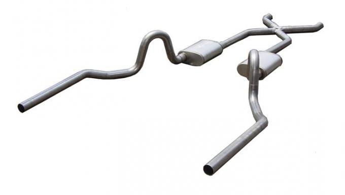 Pypes Crossmember Back w/X-Pipe Exhaust System 64-74 GM A Body Split Rear Dual Exit 3 in Intermediate And Tail Pipe Hardware Incl Muffler And Tip Not Incl Exhaust SGA13