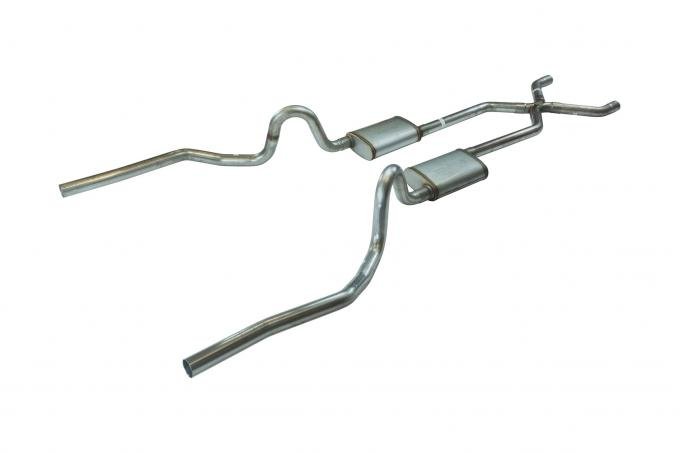 Pypes Crossmember Back w/X-Pipe Exhaust System 70-71 GTO/68-72 442 Dual Split Rear Valance Exit 2.5 in Intermediate And Tail Pipe Race Pro Mufflers And Hardware Incl Tip Not Incl Exhaust SGA12R