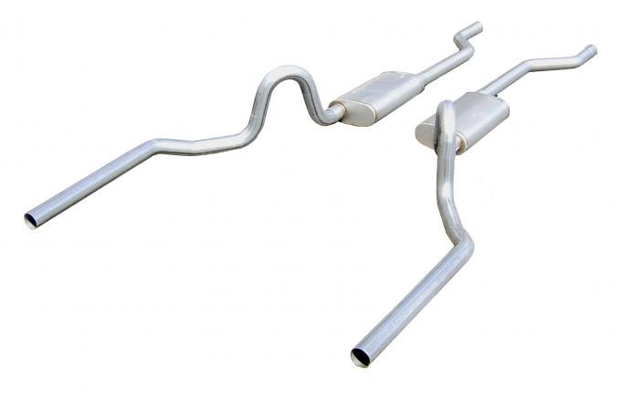 Pypes Crossmember Back Without X-Pipe Exhaust System 64-72 A-Body Split Rear Dual Exit 2.5 in Intermediate/Tail Pipe Street Pro Mufflers/Hardware Incl Tip Not Incl Natural 409 StainlessSteel Exhaust SGA30S