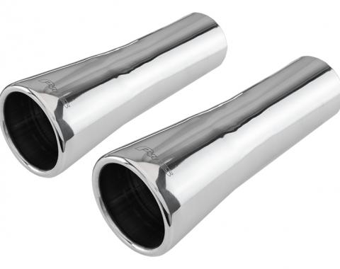 Pypes Exhaust Tail Pipe Tip Set 66-68 GTO 2.5 in To 3.5 in Slip Fit Trumpet Clamp On Hardware Not Incl Polished 304 Stainless Steel Pair Exhaust EVT40