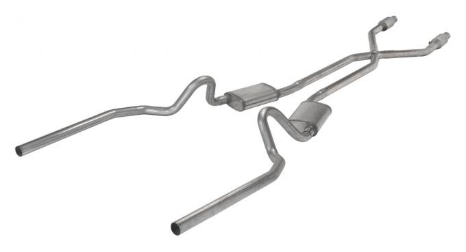 Pypes Crossmember Back w/X-Pipe Exhaust System 78-88 El Camino SS Split Rear Dual Exit 2.5 in Intermediate And Stainless Steel Tail Pipe Muffler And Tip Not Incl Natural Finish 409 Stainless Steel Catalytic Converter Incl Exhaust SGG922E
