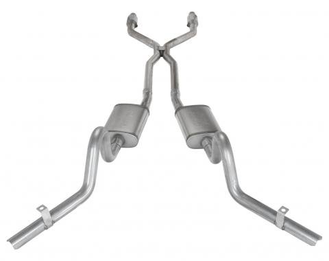 Pypes Crossmember Back w/H-Pipe Exhaust System 78-88 EL Camino Exc SS Split Rear Dual Exit 2.5 in Intermediate And Tail Pipe Muffler And Tip Not Incl Natural Finish 409 Stainless Steel Catalytic Converter Incl Exhaust SGG940E