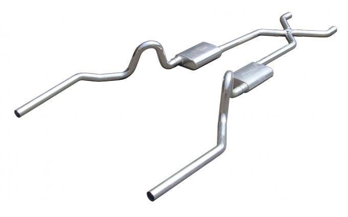 Pypes Crossmember Back w/X-Pipe Exhaust System 64-72 A-Body Split Rear Dual Exit 2.5 in Intermediate And Tail Pipe Race Pro Mufflers/Hardware Incl Tip Not Incl Exhaust SGA10SSR