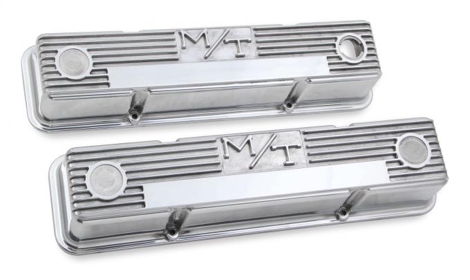 Holley M/T Valve Covers, Vintage Style, Finned, SBC, Polished 241-82