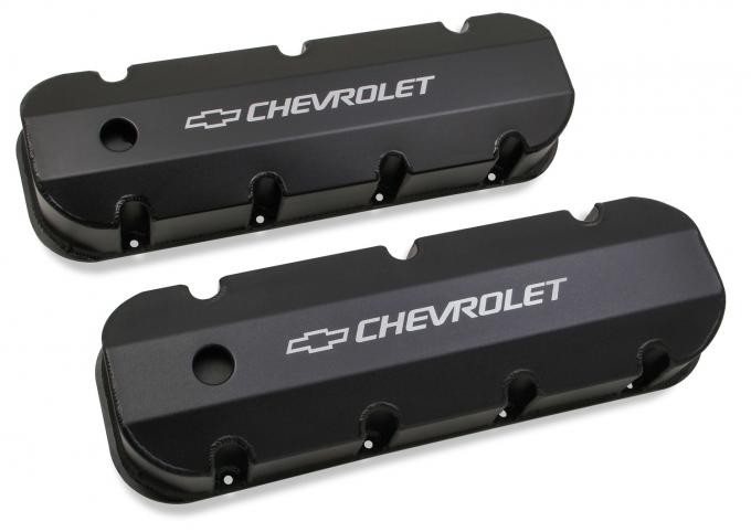 Holley GM Licensed Valve Cover, Track Series, BBC, Fabricated Aluminum, Short Bolt, Black 241-281