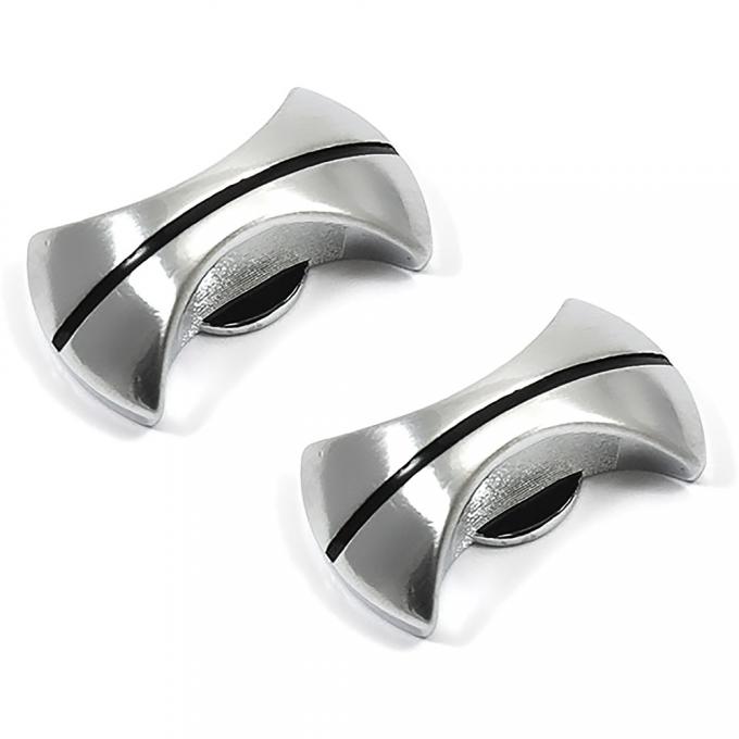 1968 Oldsmobile Cutlass, 442, F85, Outer Radio Knobs, Chrome with Black Stripe