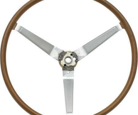 OER 1968-70 Pontiac, Deluxe Sport Steering Wheel, Wheel Only, Woodgrain With Silver Spokes 9795885