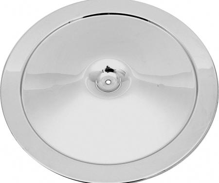 1966-69 Chevrolet, Open Element Chrome Air Cleaner Lid, 14", with Curved Imprint Verbiage, GM Licensed