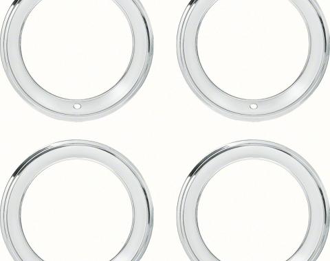 OER 1965-81 Rally Wheel Trim Ring Set, 15" x 7", 2-5/8" Deep Step Lip, Stainless Steel, Set of 4 3901708
