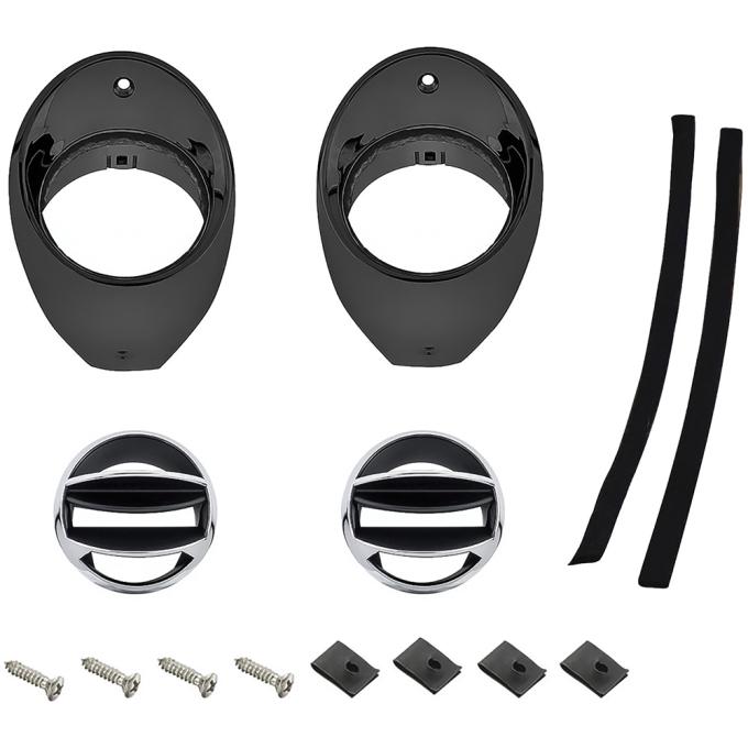 OER 1966-67 Chevrolet Chevelle, Malibu, El Camino, Air Vent Ball and Bezel Set, Black Bezels 154830