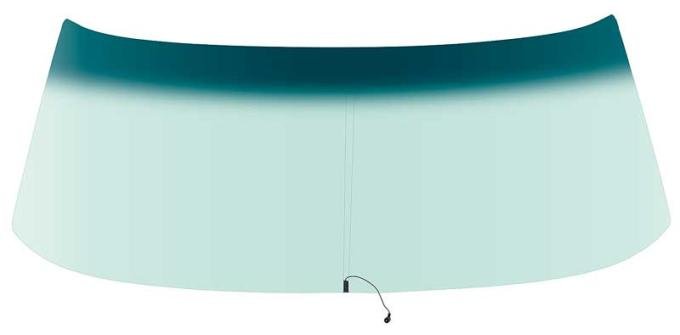1968-72 Buick, Chevy, Pontiac, Oldsmobile, A-Body, Front Windshield Glass, 2-Door Coupe & Hardtop, with Built-In Antenna, Lt Green Tint, with Blue/Green Upper Shaded Band