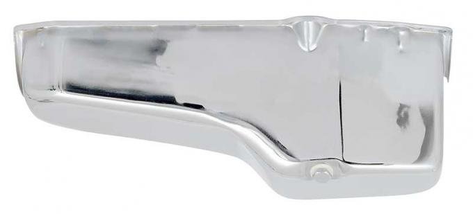 1958-79 Chevrolet Small Block, Chrome Oil Pan, 4 Quart, Driver Side Dipstick Location