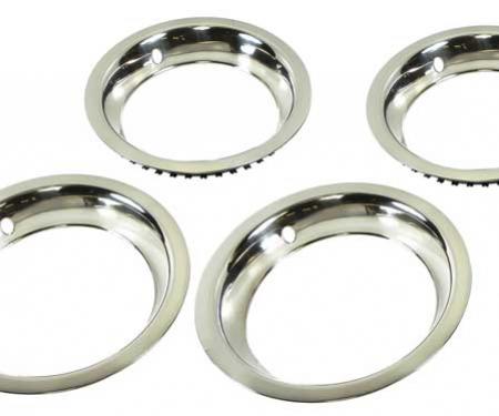 OER 14" Stainless Steel 1-1/2" Deep Round Lip Rally Wheel Trim Ring Set *TR3000