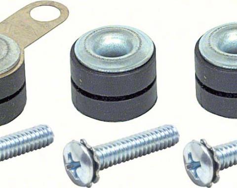 Windshield Wiper Motor Mounting Grommets, With Inserts, Ground Strap & Screws, 1967-1992