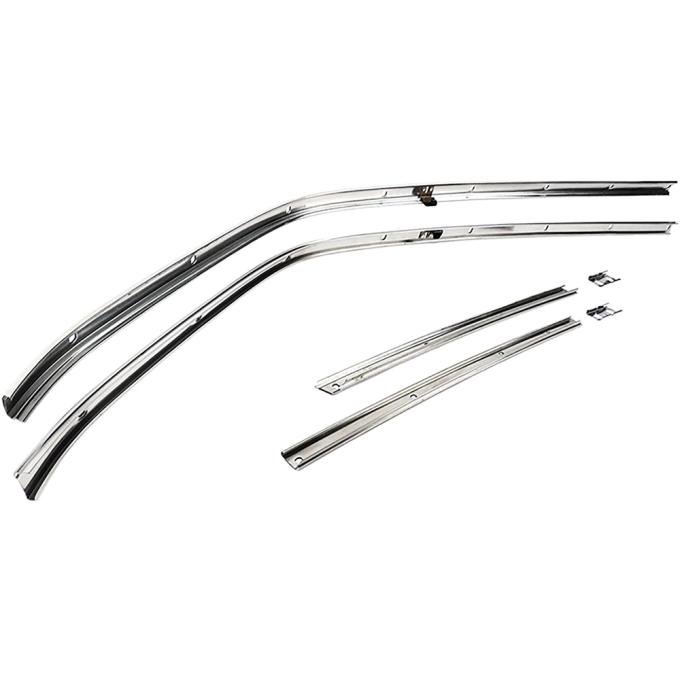 1966-67 Chevelle, GTO, Tempest, LeMans, Skylark, Gran Sport, 442, Cutlass, F85, Roof Rail Weatherstrip Channel Set, 2 Door Hardtop Models, Stainless Steel, LH and RH, 6 Piece