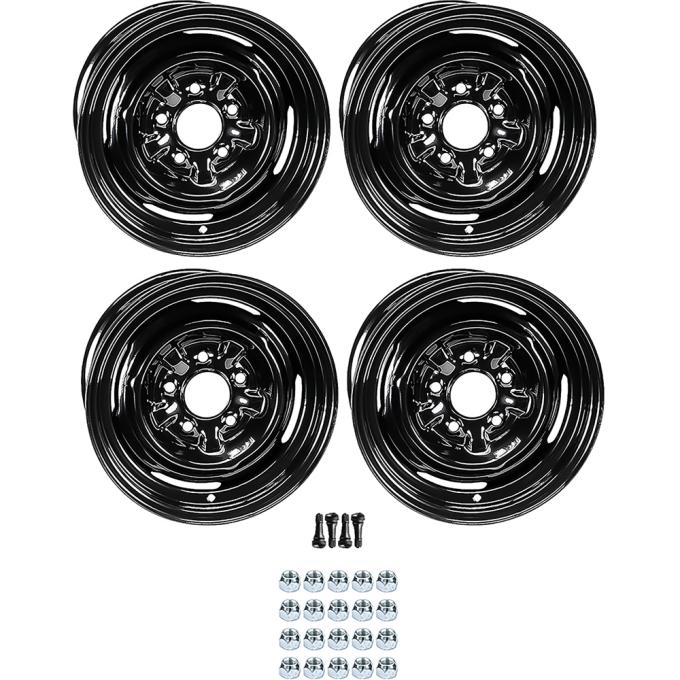 1955-87 GM Factory Style 15" Steel Wheels, Dog Dish Style, 7" Wide, 4-3/4" Backspacing