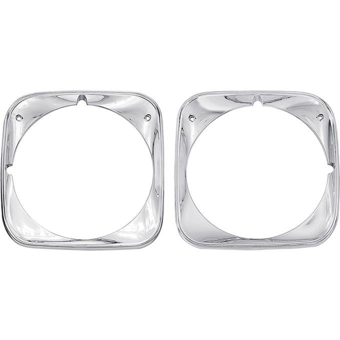 OER 1971 Chevelle, Malibu, El Camino, Headlamp Bezels, Chrome, LH and RH, Replaces GM#'s 3982449, 3982450 3982449P