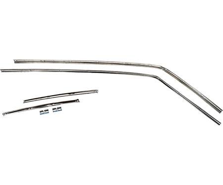 1964-65 Chevelle, Cutlass, F85, Skylark, Roof Rail Weatherstrip Channel Set, 2 Door Hardtop, Stainless Steel, LH & RH, 6 Piece