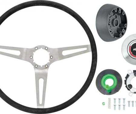 OER 3-Spoke Comfort Grip Steering Wheel Kit For GM Models Without Tilt Wheel, Silver Spokes W/Black Grip *K619