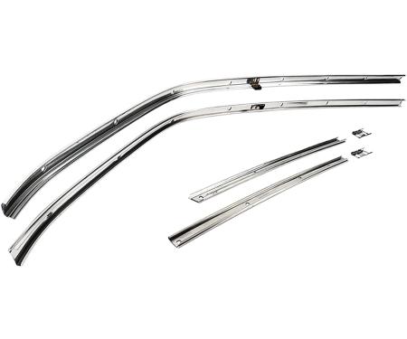 1966-67 Chevelle, GTO, Tempest, LeMans, Skylark, Gran Sport, 442, Cutlass, F85, Roof Rail Weatherstrip Channel Set, 2 Door Hardtop Models, Stainless Steel, LH and RH, 6 Piece