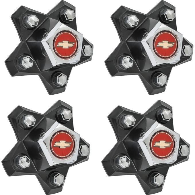 OER 1980-87 El Camino, 1980-83 Malibu, Wheel Center Caps, with Bow Tie, 4 Piece Set 748672