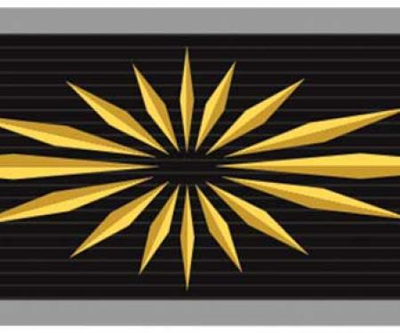 OER 1965-66, Starburst Seat Belt Buckle Emblem Set, Standard Interior, Embossed, Pair, Gold-On-Black 154661BK