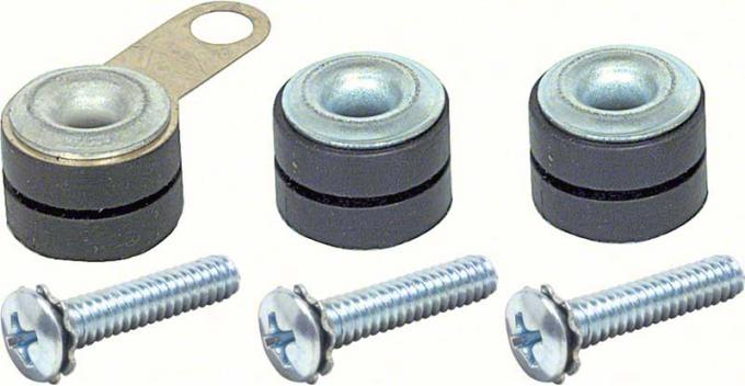 Windshield Wiper Motor Mounting Grommets, With Inserts, Ground Strap & Screws, 1967-1992