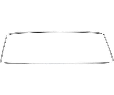 1964-65 Chevelle, Malibu, Buick Special, Skylark, Rear Window Reveal Molding Set, 2 Door Hardtop, Polished Stainless, 5-Piece