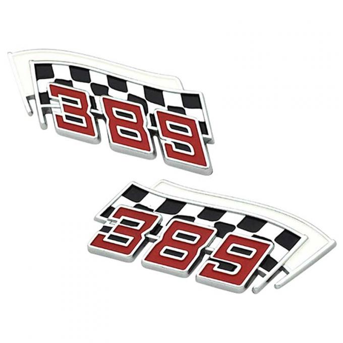 OER 1959-66 Pontiac, 389 Checkered Flag, Front Fender Emblems, Pair F1289