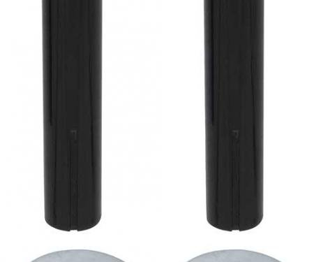 1973-88 GM, Door Lock Knob Kit, Plastic, Smooth Black Knobs, With Wide Ferrules