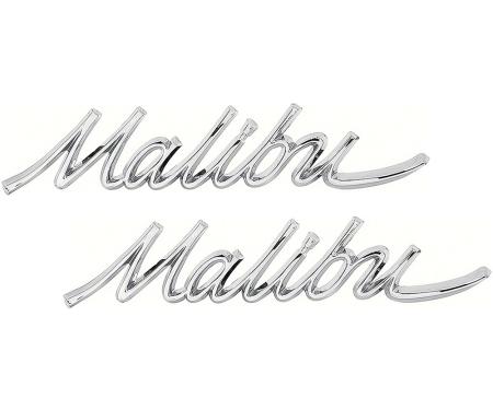 OER 1966-67 Chevrolet "Malibu", Quarter Panel Emblems, Pair, GM Licensed 4229716