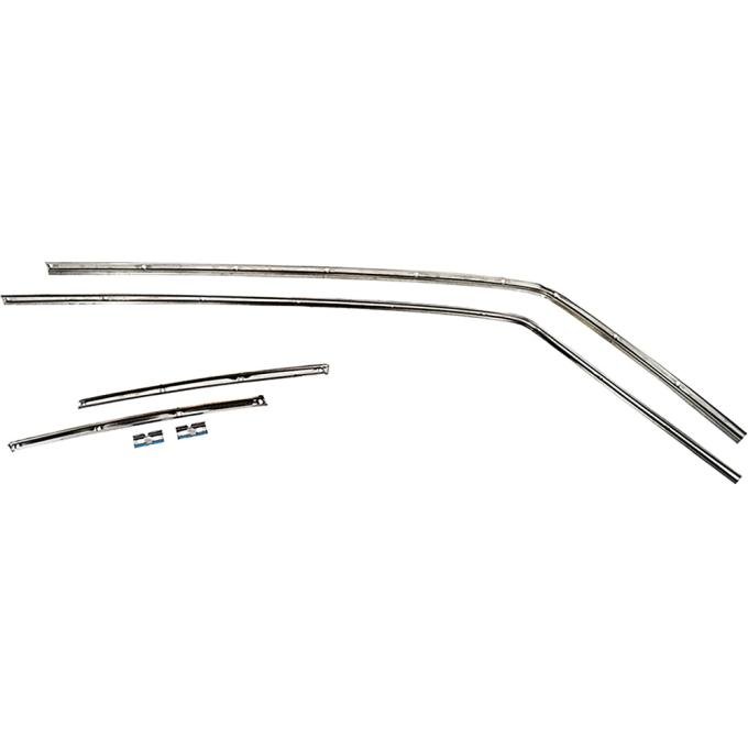 1964-65 Chevelle, Cutlass, F85, Skylark, Roof Rail Weatherstrip Channel Set, 2 Door Hardtop, Stainless Steel, LH & RH, 6 Piece