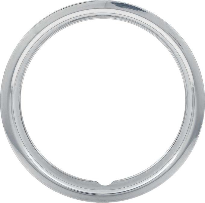 1967-88 GM, Rally Wheel Trim Ring, 14" x 5" & 14" x 7", Stainless Steel, Round Edge, Smooth Lip, 2" Deep, Set of 4
